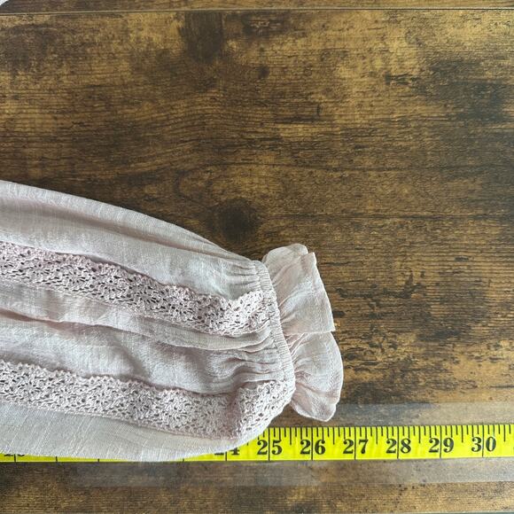 Smocked Mini Dress Small Pink Puff Sleeve Soft Girl Coquette Cottagecore Flowy - Picture 5 of 9